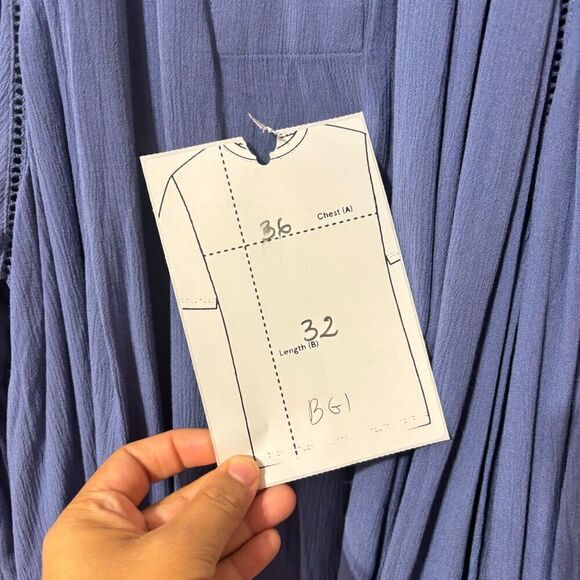 NWT A.N.A Women's Blouse Top Bijou Blue 5X Pleated Scoop Neck Balloon Sleeve - Picture 9 of 9